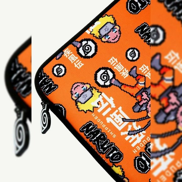 BIOWORLD NARUTO CHIBI SHIPPUDEN 8-BIT SPRITE LAPTOP SLEEVE MEN'S ALLOVER PRINT - Picture 3 of 4